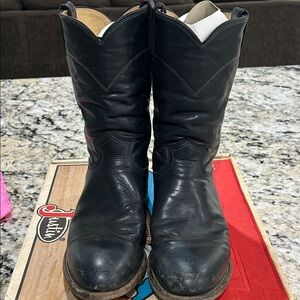 Sz 9 Vintage Men’s Justin Boots Black Leather